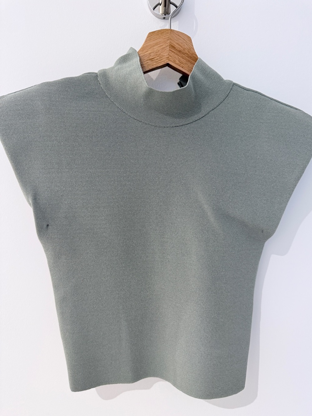 Zara Sage Mock Neck Sleeveless Top